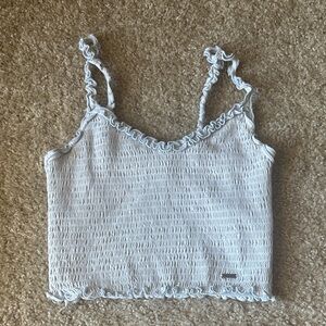 Baby Blue Cropped Ruffled Women's Top